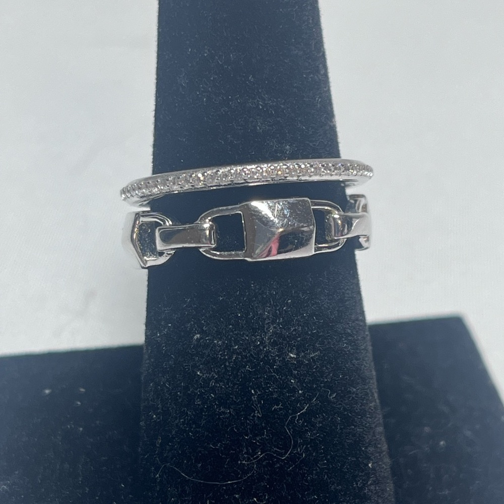 Michael Kors Silver Link And Pave Stackable Ring … - image 2